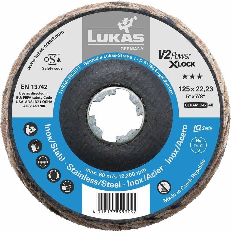 Lukas - Schleiflamellenteller V2 Power x-lock Ceramic4x ø 125 mm Korn 40