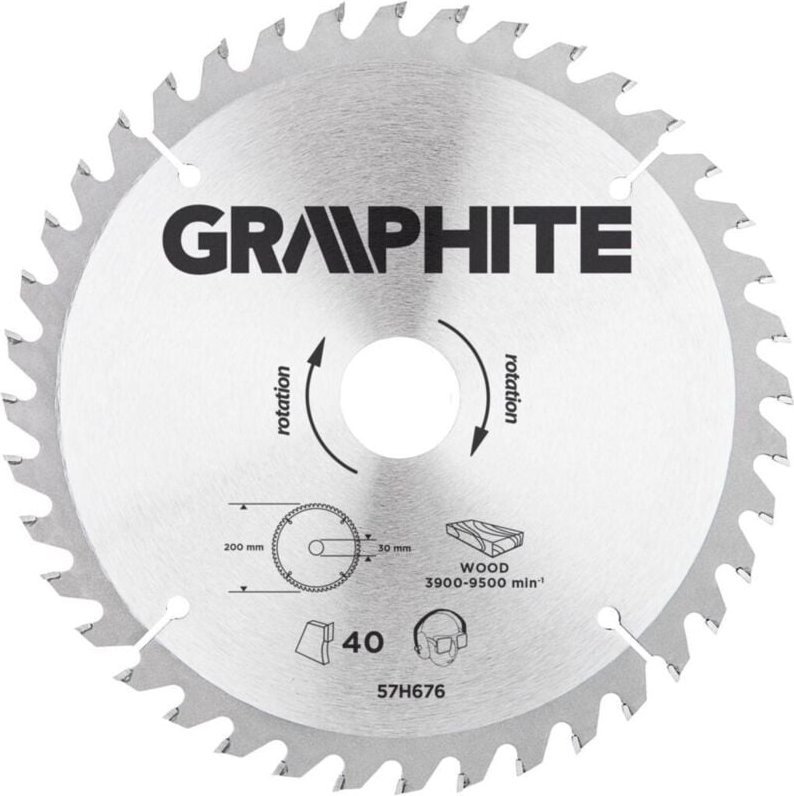 Thumbnail - GRAPHITE-Sägeblatt - 200x30 mm, 40 Zähne - präziser Holzschnitt