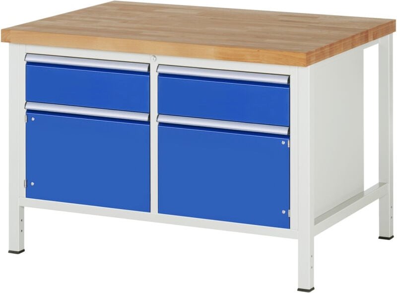 Werkbank höhenverstellbar 8466A2, B1250xT900xH840-1040mm, 2x Tür - RAU