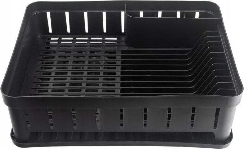 Rechteckiges Abtropfgestell mit Besteckhalter, Geschirrabtropfgestell mit Abtropfschale, Abtro - Kadax