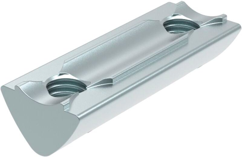 Doppelnutensteine M5 einschwenkbar für Automatikverbinder Nut 6 - Nutenstein mit Führungssteg i 58mm, Stahl verzinkt - 1...