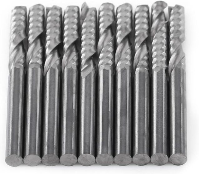 Schaftfräser, 10 Stück, 1/8 Zoll Schaft, einschneidig, Schaftfräser, Bohrer, Werkzeug, Wolframkarbid, CNC-Fräser für Hol...
