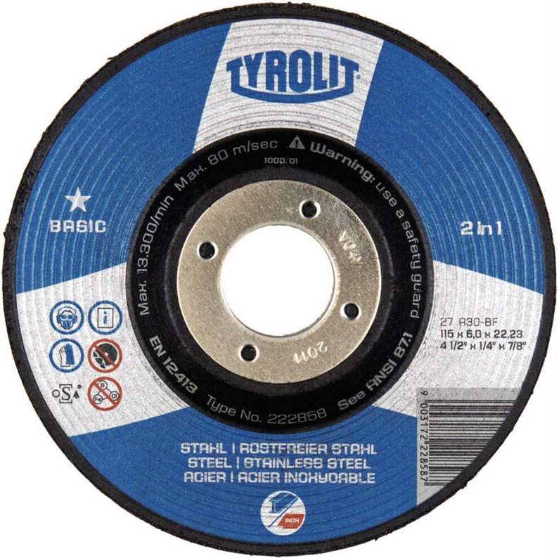 Tyrolit - Schruppschleifscheibe Basic '2 in 1', Scheiben-ØxScheibenbreite: 178X6 mm