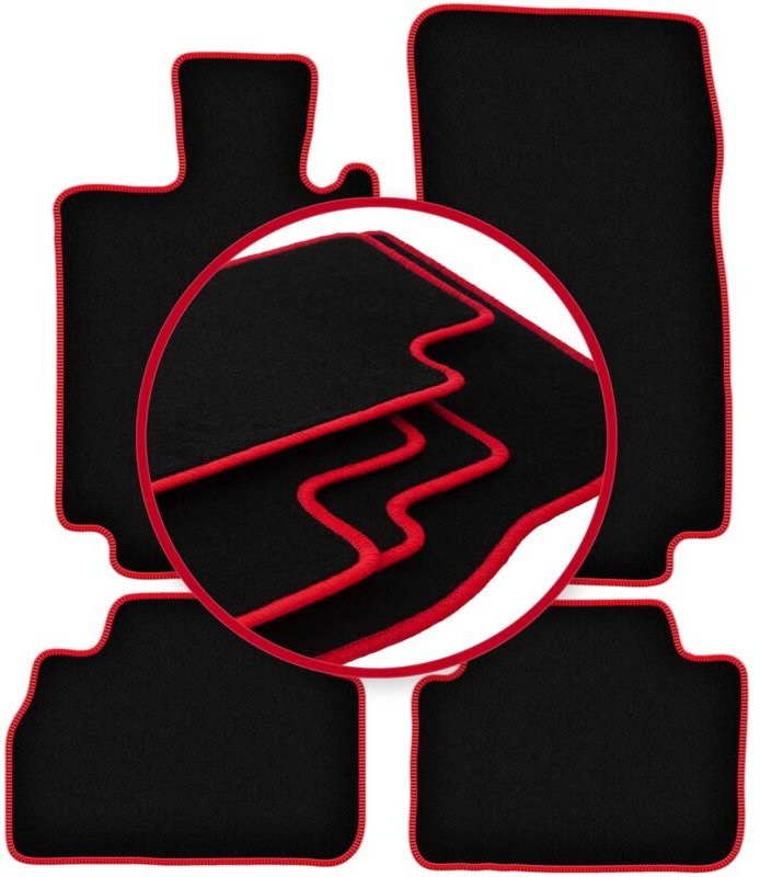 CARLUX-RED Autofußmatten für: Mercedes S W220 Limousine kurz (1998-2005)