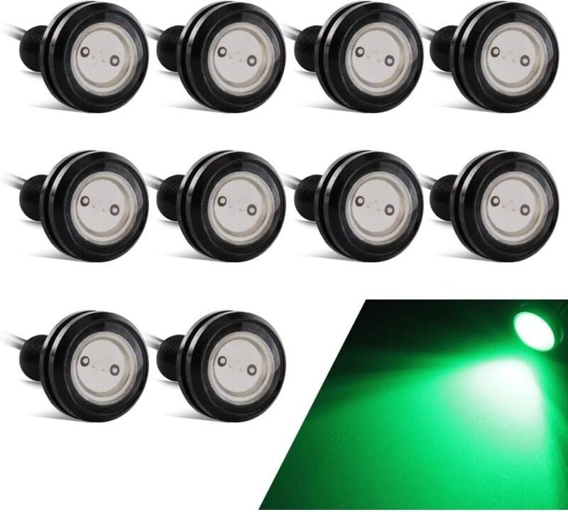 Linghhang - Grün) 10 Stück superhelle 23-mm-Eagle-Eye-Licht-LED-Tagfahrlichter drl Hochleistungs-9-W-Nebelscheinwerfer R...