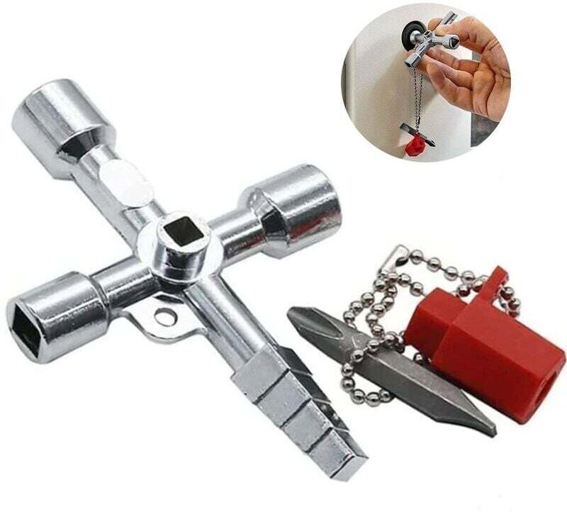 4-Wege-Multifunktionsschlüssel, Multifunktions-Universal-Kreuzschlüssel, Dreieckschlüssel, Hahnschalterschlüssel für Ele...
