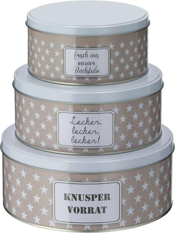 Spetebo - Plätzchendose 3er Set - knusper vorrat - Weihnachts Gebäckdose Keksdose aus Metall stapelbar