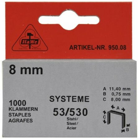 Hawe - Klammern Typ 53 Stahl 6 mm (1000 Stück)Klammern 950.06