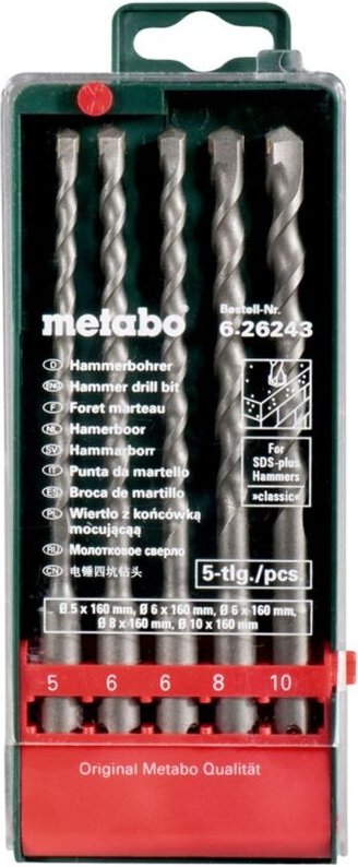 Metabo - SDS-plus Classic-Bohrersatz 5-teilig ø 5, 6, 6, 8, 10 mm, L=160 mm (626243000)