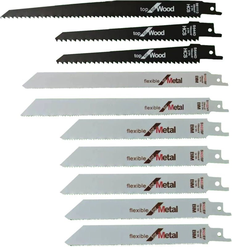 10er-Set Säbelsägeblätter für Holz und Metall. Säbelsägeblatt-Set zum Schneiden von Holz, Metall, Stahl - Freosen