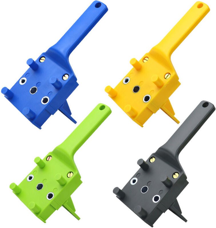 4-teiliger Holzbearbeitungs-Lochsucher für gerade Löcher, ABS-Kunststoff, Locher, Hand-Board-Verbindungs-Bohrsucher
