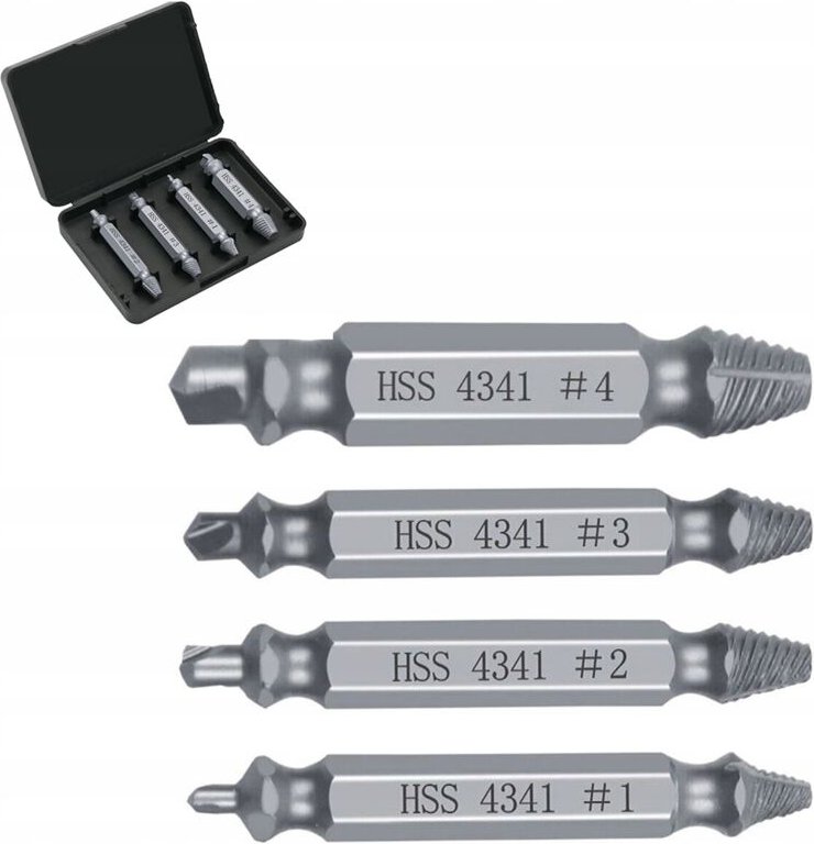 Bit-Satz zum Entfernen abgebrochener Schrauben, 4-tlg.