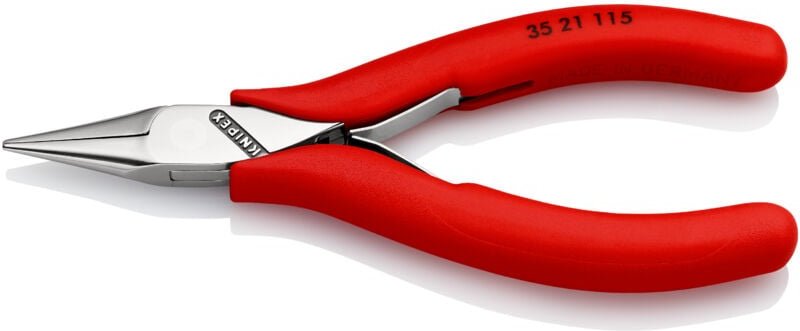 KNIPEX 35 21 115 Elektronik-Greifzange mit durchgestecktem Gelenk mit rutschhemmenden Kunststoff-Hüllen 115 mm