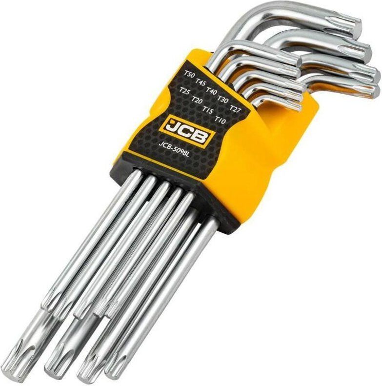 Set of 9 Schraubenschlüssel 5098L TORX JCB, T10-T50, für Reparatur und Wartung, hohe Qualität, lange Ausführung für einf...