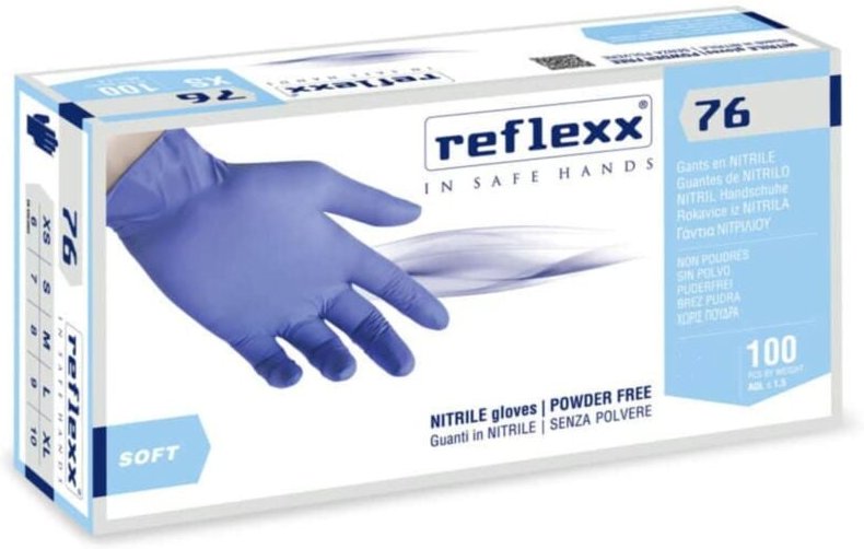 Reflexx R76 Nitrilhandschuhe ohne Puder, 100 % latexfrei, 3,5 g, Kat.3, 100 Stück, S