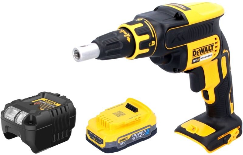 DeWalt DCF 620 E1 Akku Trockenbauschrauber 18 V 30 Nm Brushless + 1x Powerstack Akku 1,7 Ah + Ladegerät