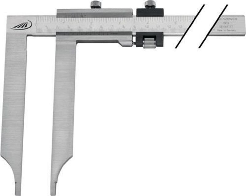 Helios Preisser - Werkstattmessschieber mit langen Messschenkeln, ohne Spitzen, mit Feinstellung 800 mm