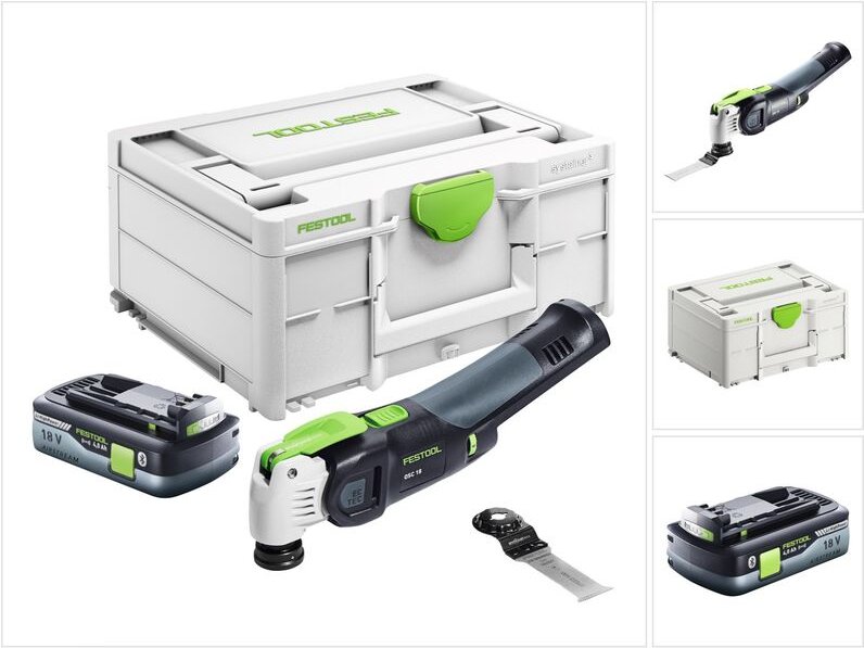 Vecturo osc 18 E-Basic Akku Oszillierer 18 v Starlock Max Brushless + 1x Akku 4,0 Ah + Systainer - ohne Ladegerät - Fest...