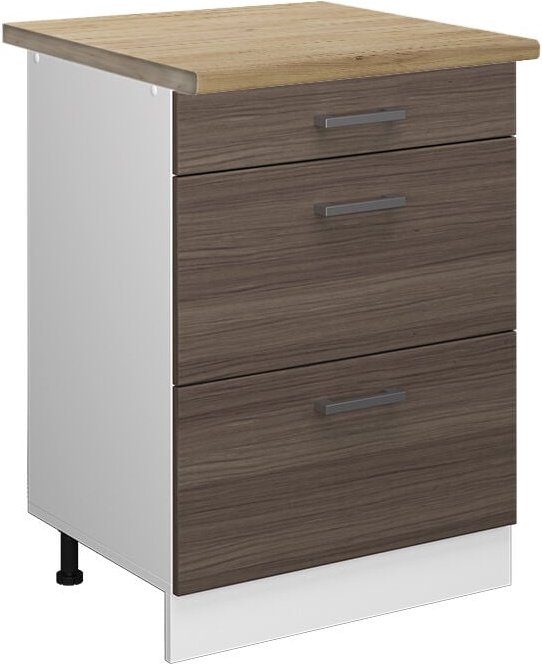 Thumbnail - Vicco - Küchenunterschrank R-Line, Grau, 60 cm mit Schubladen, ap Eiche