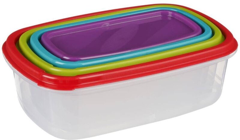 Set Mit 4 Rechteckigen Lebensmittelbehältern