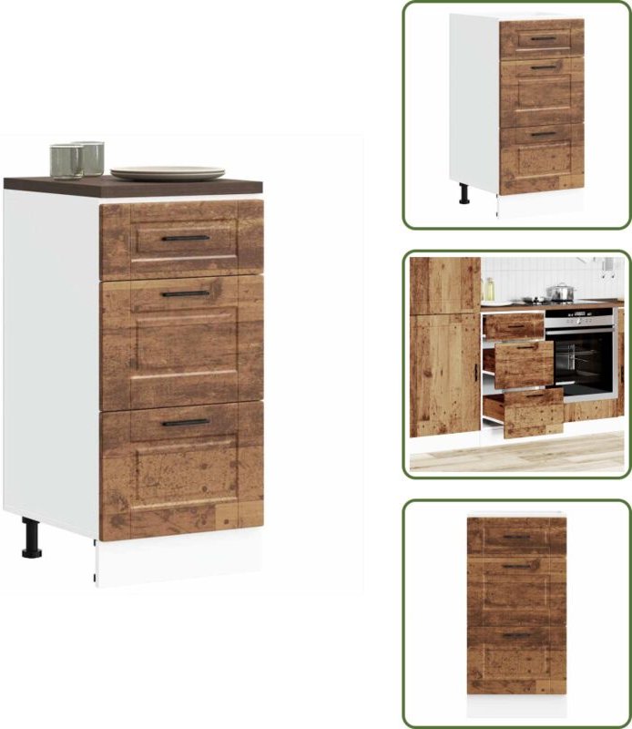 The Living Store - vidaXL Küchenunterschrank Porto Altholz-Optik Holzwerkstoff