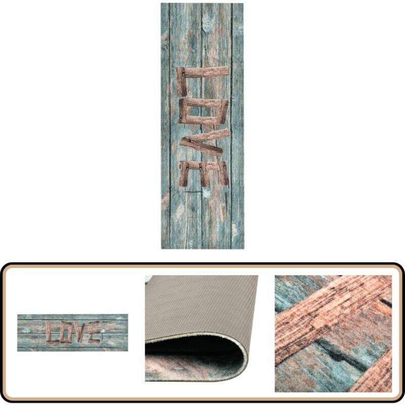 Küchenbodenmatte Waschbar Love 60x180 cm - Teppich - Bodenmatte - Küchentuch - Badezimmermatte - Wohnraumteppich