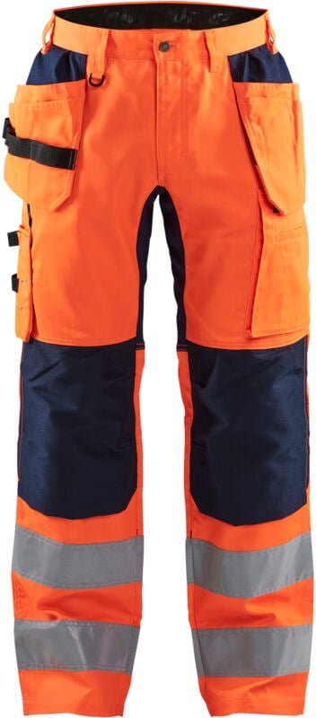 Thumbnail - Hochsichtbarer dehnbarer Arbeitshose Handwerker 1552 - Neonorange/Marine M - FR(44) - SE(C50) - Kurz