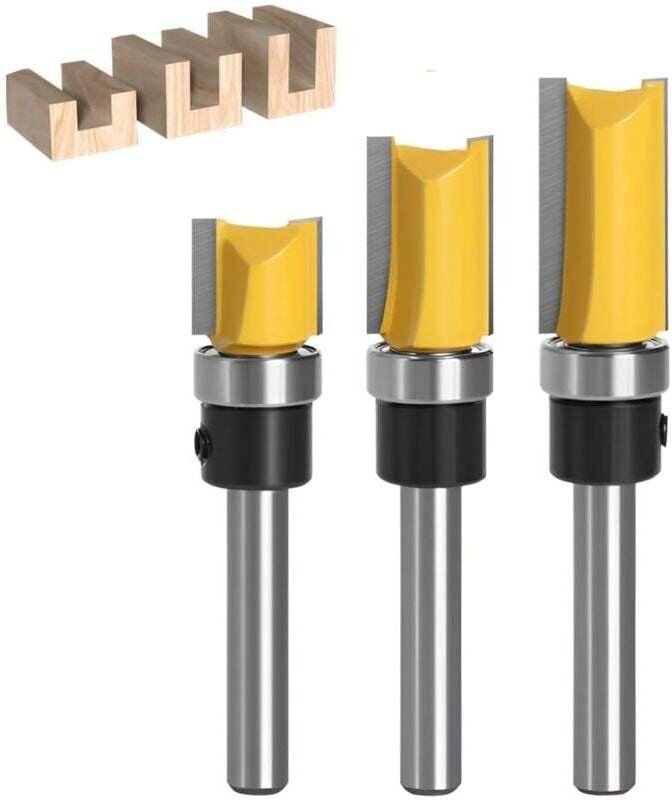 3 Stück 6mm Kopierfräser, Fräser, Holzfräser, Bündigfräser, Fräser, Fräser-Set