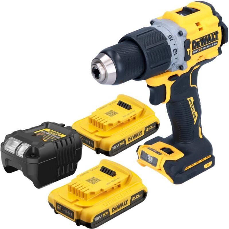 DeWalt DCD 805 D2 Akku Schlagbohrschrauber 18 V 90 Nm Brushless + 2x Akku 2,0 Ah + Ladegerät