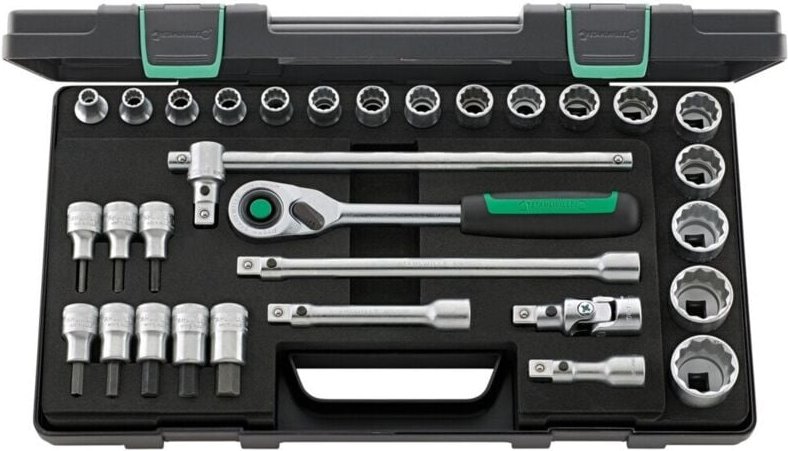 FP - Steckschl.Garnitur 1/2' SW8-32mm m.QR+Zub. 31tlg.