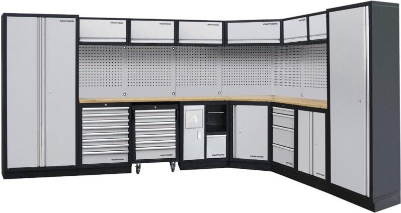 Kraftwerk - mobilio 8er Komplett-Kombi mit Lochwand, Buche Multiplex