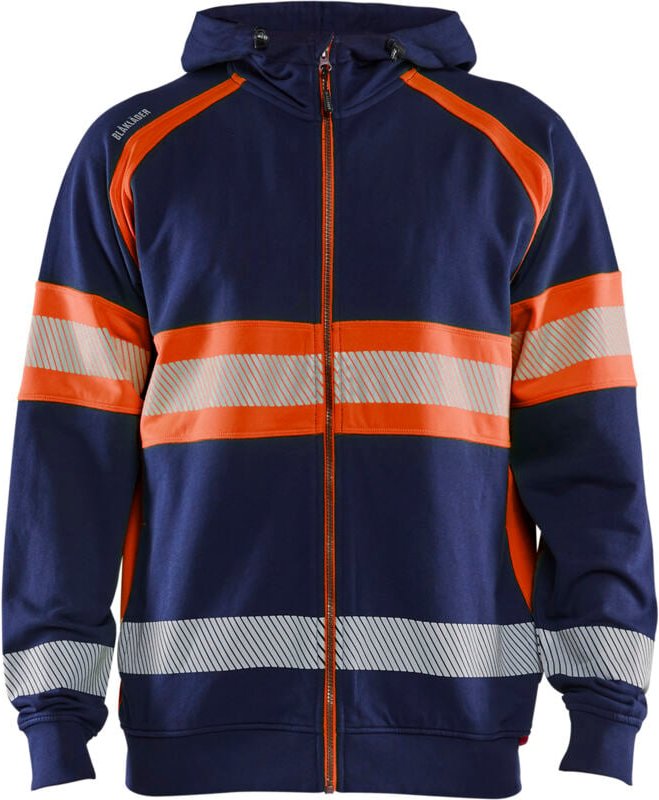 Hochsichtbarer Arbeitshoodie 3552 - Marine/Orange XS