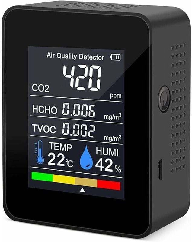 Thumbnail - Tragbarer Luftqualitätsdetektor, CO2-Messgerät, digitales Temperaturmessgerät, Luftfeuchtigkeitstester, CO2-TVOC-Formald...