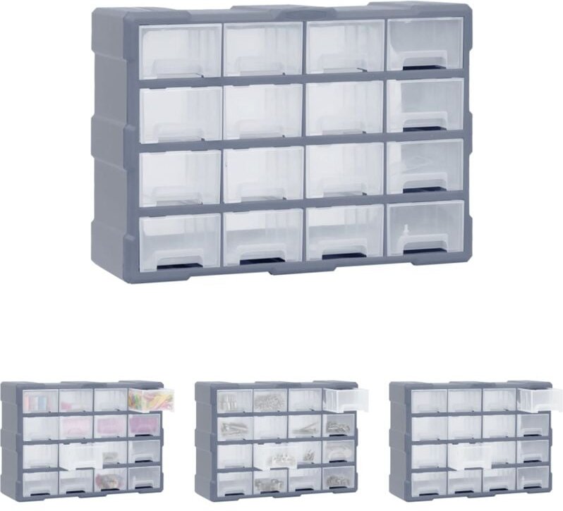 Multi-Schubladen-Organizer 16 Schubladen 52x16x37 cm - Werkzeugkästen - Grau - The Living Store