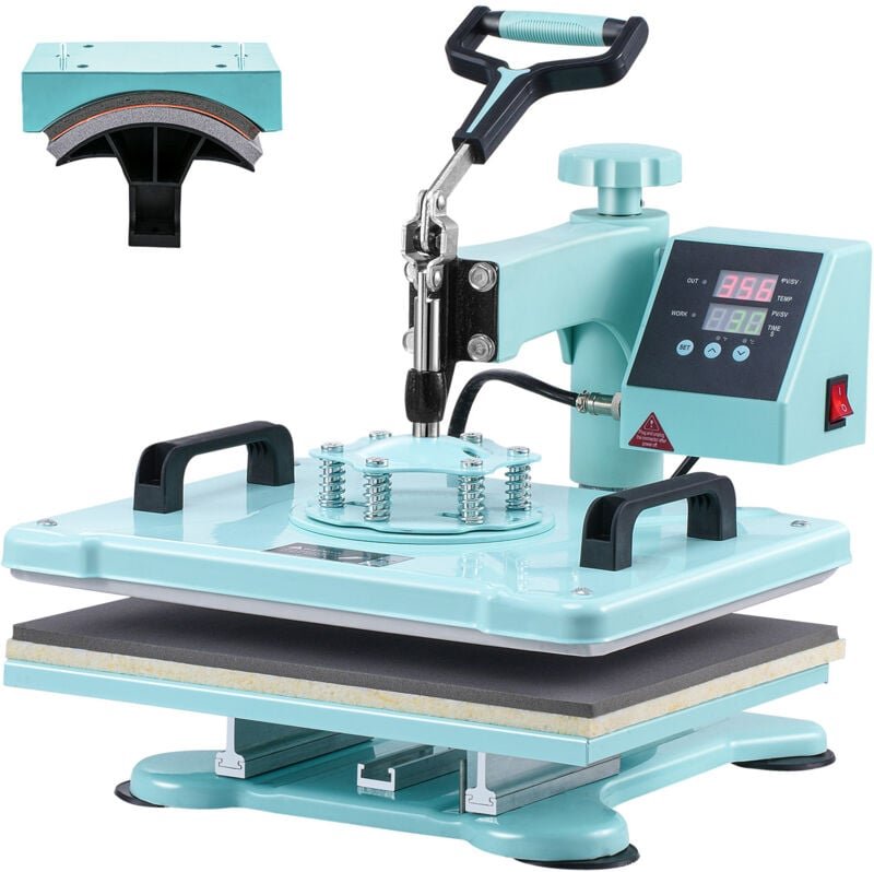 Thumbnail - 12 x 15 Zoll Heißpressmaschine, 2-in-1-Wärmeübertragungsmaschine, grün, digitale Steuerung, 360° schwenkbare T-Shirt-Pre...