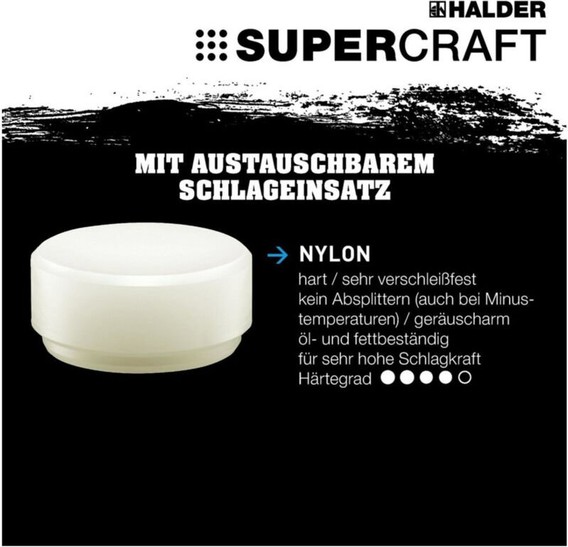 Halder SUPERCRAFT-Vorschlaghammer, schwingungsdämpf. ergon. Hickorystiel, 100 mm, Kopf 265 mm, 9300 g