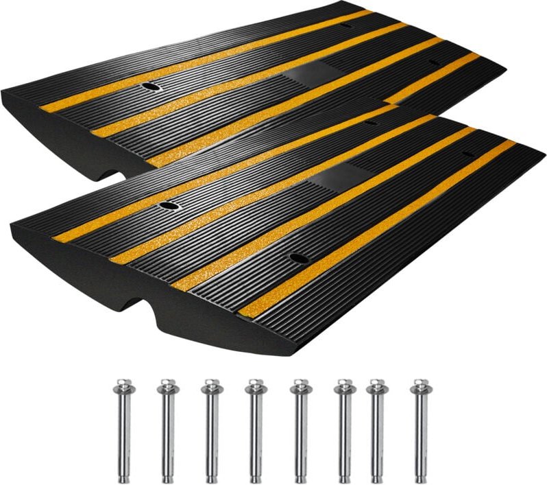 Mophorn - Bordsteinrampe, 2er-Pack, 2,6 Zoll Anstieg, Auffahrtsrampen aus Gummi, robuste Schwellenrampe mit einer Tragkr...
