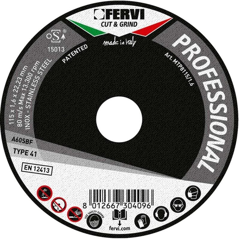 Fervi - trennscheiben für metall ø 115 x 1 x 22 mm A60 s MTP8115/1.0