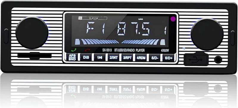 Bluetooth-Autoradio, Vintage-Bluetooth-Autoradio 4x60W MP3-Player mit Fernbedienung, unterstützt USB/AUX