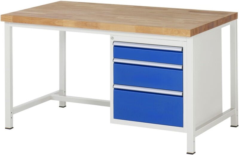 Rau Werkbank höhenverstellbar 8159A1, B1500xT900xH840-1040mm, 3x Schublade-TA