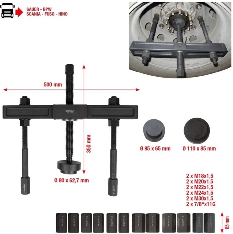 Universal Radnaben-Abzieher-Satz, 23-tlg