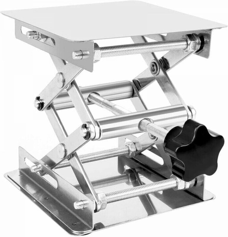 Laborhebeplattform aus Edelstahl, verstellbarer Laborlift 45–150 mm, Laborhubtisch 150 mm x 150 mm, Tragfähigkeit 10 kg