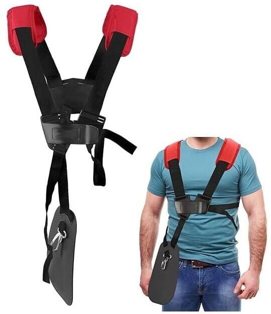 Rot) Schultergurt für Rasenmäher – Doppelter Schultergurt für Rasenmäher mit strapazierfähigem Nylongurt, verstellbar fü...