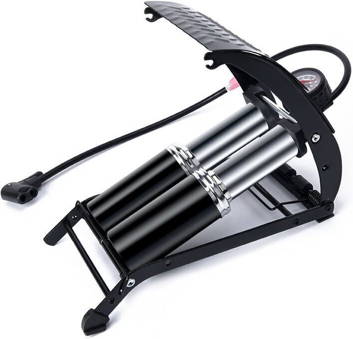 Doppelzylinder-Fußpumpe, tragbare Fahrradpumpe mit präzisem Druckmesser und intelligenten Ventilen, 140 PSI-Luftpumpe fü...