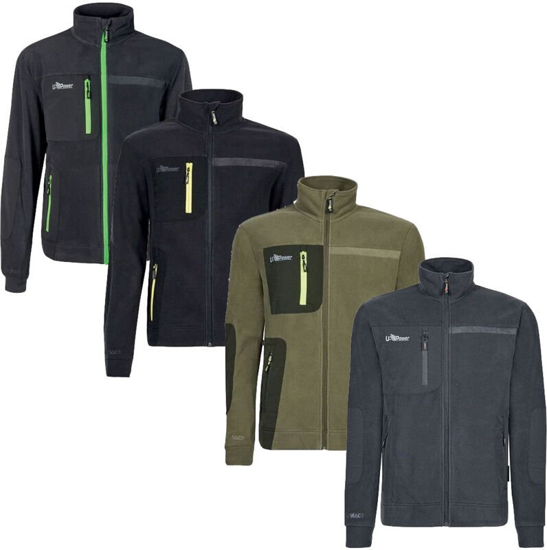 U-power - Arbeitsfleece-Sweatshirt mit Reißverschluss Venus - l - Anthrazit/Grüne