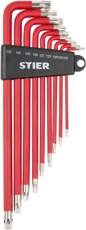 Winkelschraubendreher-Satz Torx, 9-teilig, mit allen gängigen größen von tx 10 - 50, Winkelschlüsselsatz - Stier