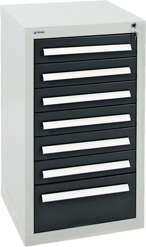 Schubladenschrank Serie T-100/35-1, ral 7035/7016, 7 Schubladen - Stumpf