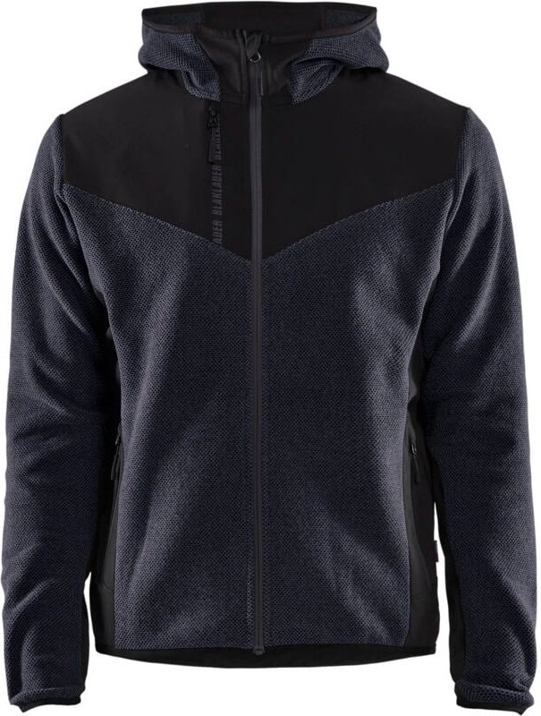 Arbeitsjacke aus Strick mit Softshell 5940 – Dunkelblau/Schwarz XXL
