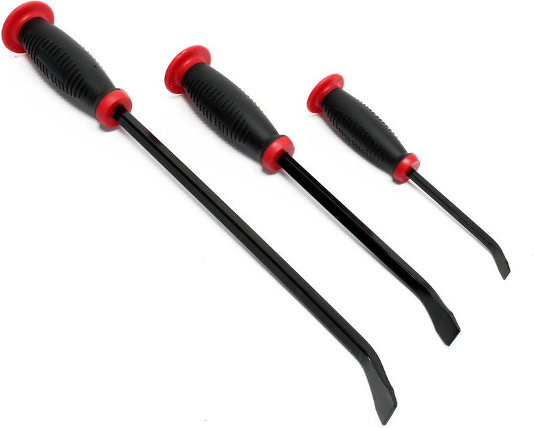 Wiltec - 3tlg Brecheisen Set wärmebehandelt mit gummiertem Griff Stemmeisen 20,32cm 30,48cm 45,72cm Brechstange Satz mit...