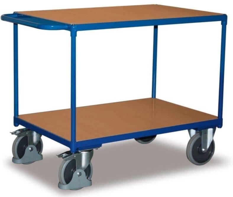 VARIOfit Schwerer Tischwagen mit Schiebegriff und 2 Ladeflächen 1000x600mm